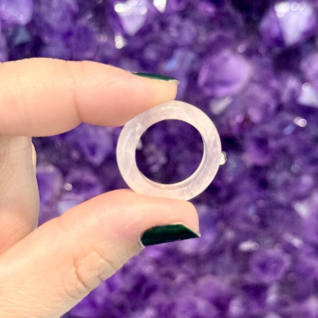 Rose Quartz Rings - Size 6 Plain Dome