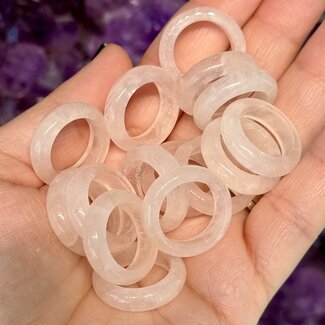 Rose Quartz Rings - Size 10 Plain Dome