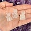 Clear Quartz Cats Sitting - 1" Small Animal Figurine Carving Statue Kitten Kitty