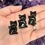 Black Obsidian Cats Sitting - Small 1" Carvings, Figurine , Animal Kitten Kitty