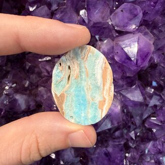 Blue Aragonite Worry (Thumb Fidget Relaxation Pocket)  Stones - Small Oval