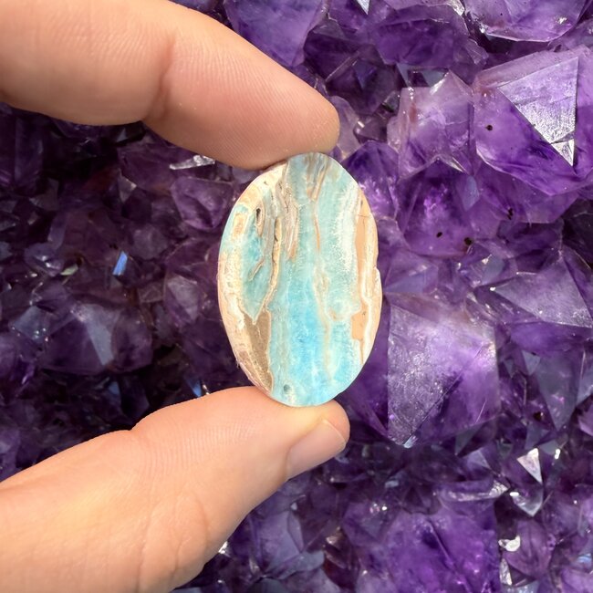 Blue Aragonite Worry (Thumb Fidget Relaxation Pocket)  Stones - Small Oval