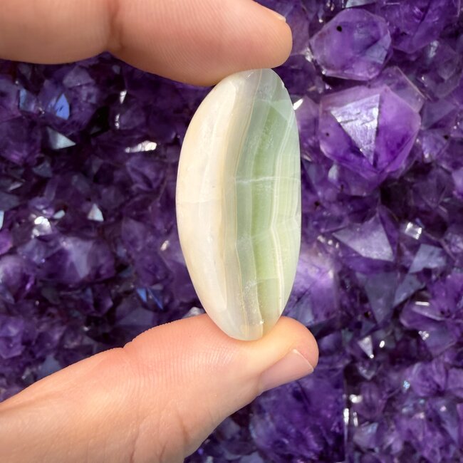 Pistachio Sea Green Calcite Worry (Thumb Fidget Relaxation Pocket)  Stones - Medium Oval