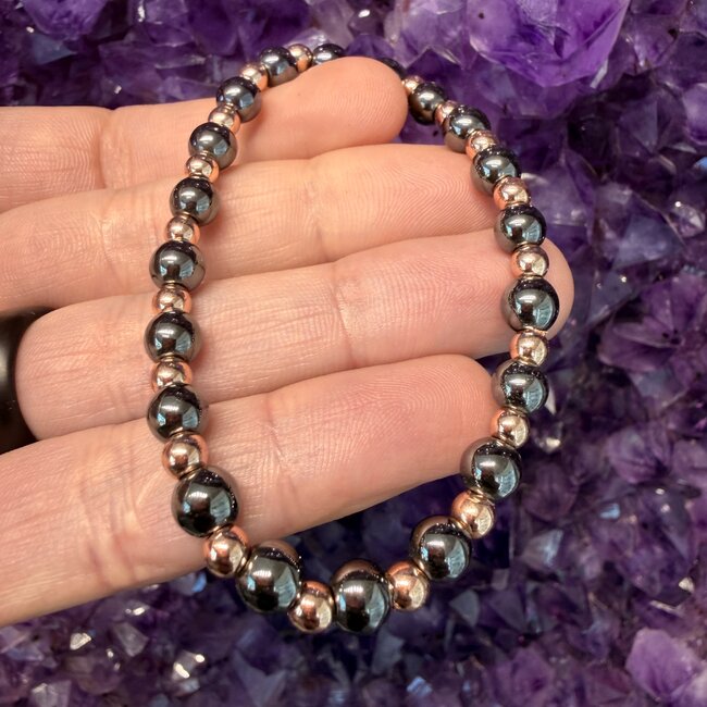 Copper and Magnetic Hematite Bracelets - 4 - 8mm