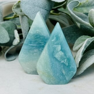 Caribbean Blue Calcite Flames - Medium 3-4"
