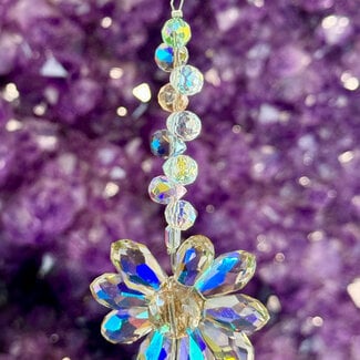 Daisy Flower (Rainbow) Crystal Prism Suncatcher Sun Catcher-Faceted Rainbow Small Prisms Mirror Window Prism