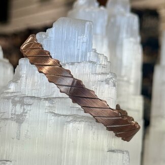 Copper Cuff Bracelet with Magnets - Flat Diagonal Adjustable  Vintage