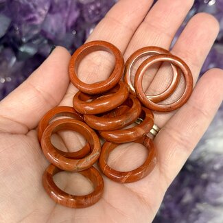 Red Jasper Rings - Size 8 Plain Dome