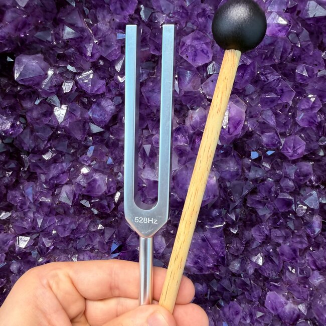 528 Hz Tuning Fork Bag & Hammer - Mi Chakra Frequency OM Key of C - Tone Healing Mallet