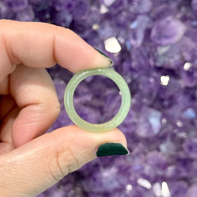 Green Aventurine Rings - Sizes 9 Plain Dome