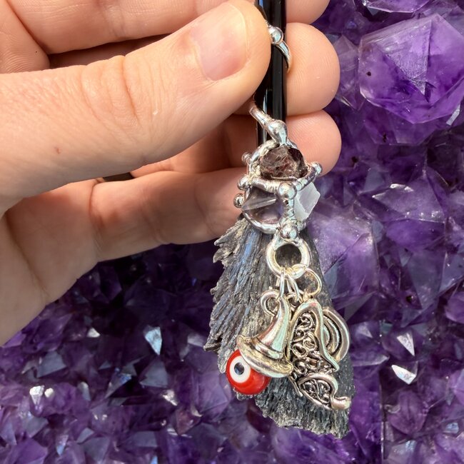 Manifestation Medium Broom Wands - Acrylic Stand Included - Double Terminated DT Handmade Reiki Infused - Healing