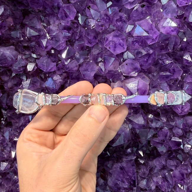 Gratitude Medium Wands - Acrylic Stand Included - Double Terminated DT Handmade Reiki Infused - Healing