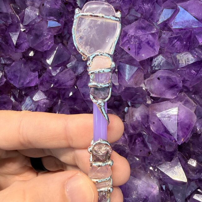 Gratitude Medium Wands - Acrylic Stand Included - Double Terminated DT Handmade Reiki Infused - Healing