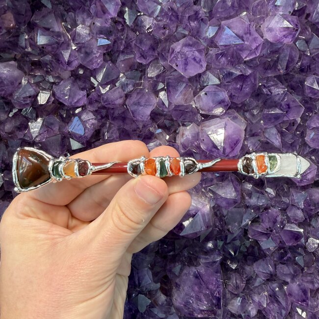Good Karma Medium Wands - Acrylic Stand Included - Double Terminated DT Handmade Reiki Infused - Healing