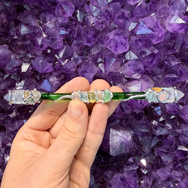 Sei-He-Ki Medium Wands - Acrylic Stand Included - Double Terminated DT Handmade Reiki Infused - Healing