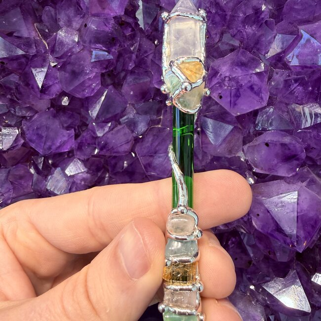 Sei-He-Ki Medium Wands - Acrylic Stand Included - Double Terminated DT Handmade Reiki Infused - Healing