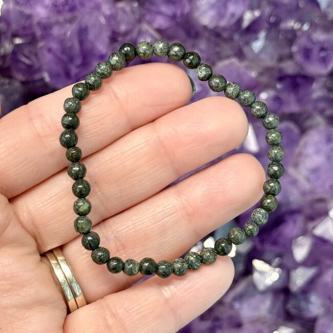 Dark Green Serpentine Bracelets - 4mm Mini