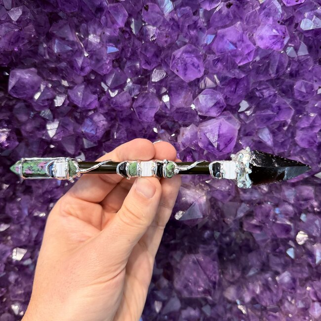 Empath Arrowhead Medium Wands - Acrylic Stand Included - Double Terminated DT Handmade Reiki Infused - Healing