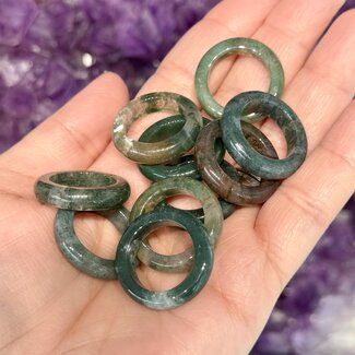 Moss Agate Rings - Size 6 Dome