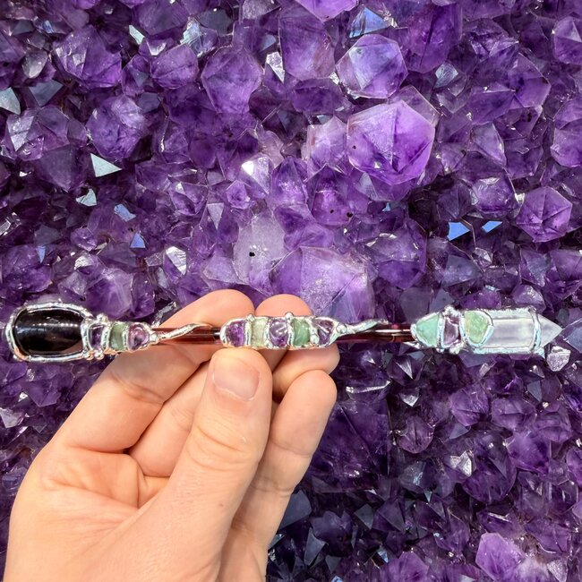 Healer Medium Wands - Acrylic Stand Included - Double Terminated DT Handmade Reiki Infused - Healing