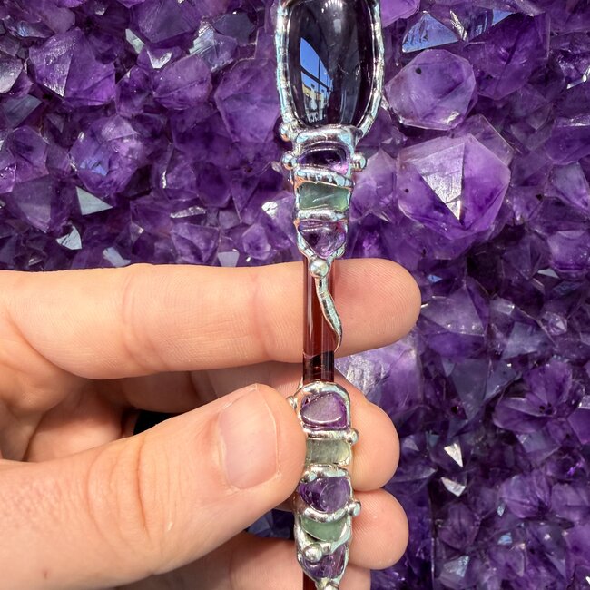 Healer Medium Wands - Acrylic Stand Included - Double Terminated DT Handmade Reiki Infused - Healing