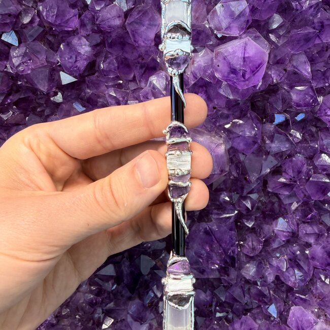 Violet Flame Medium Wands - Acrylic Stand Included - Double Terminated DT Handmade Reiki Infused - Healing