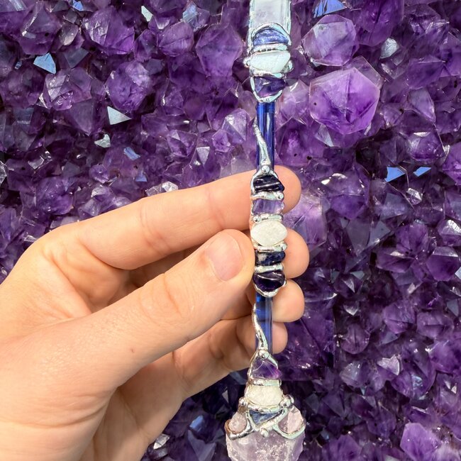Wisdom Keeper Medium Wands - Acrylic Stand Included - Double Terminated DT Handmade Reiki Infused - Healing