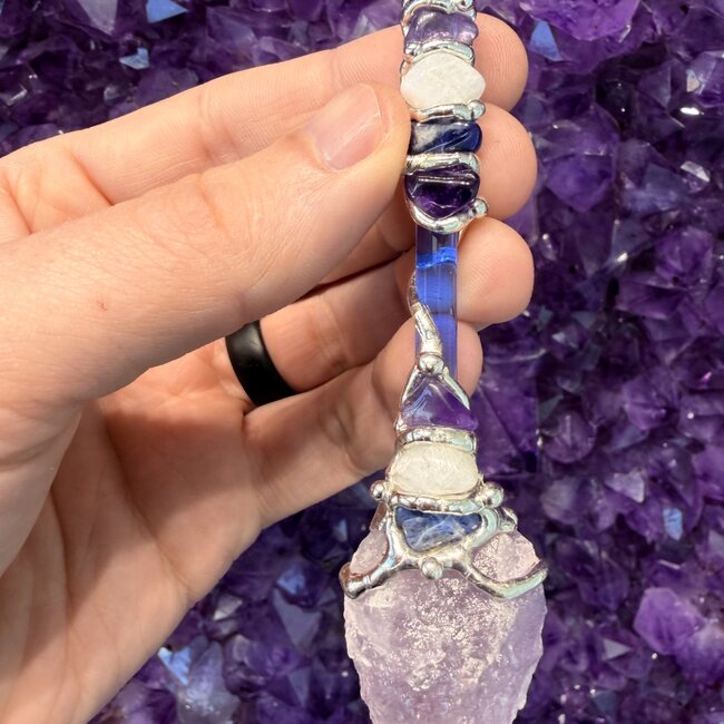 Wisdom Keeper Medium Wands - Acrylic Stand Included - Double Terminated DT Handmade Reiki Infused - Healing