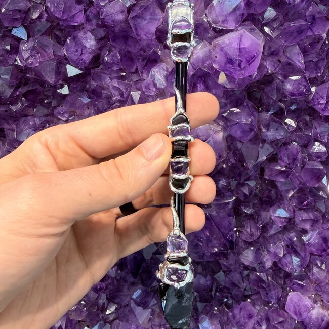 Protection Medium Wands - Acrylic Stand Included - Double Terminated DT Handmade Reiki Infused - Healing