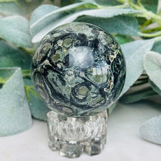 Crocodile (Kambaba) Jasper (Green Stromatolite) Sphere Orb - 60-65mm