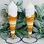Orange & White Calcite Ice Cream Cones on Silver Pin Stand - Large 8-9"