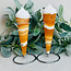 Orange & White Calcite Ice Cream Cones on Silver Pin Stand - Medium 7-8"