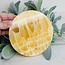 Honey Comb Honeycomb Yellow Calcite Round Plate - Large 6" Slab Flat