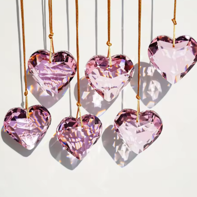 Pink Heart Shaped Faceted Suncatchers Sun Catchers -  Window Mirror Home Decor