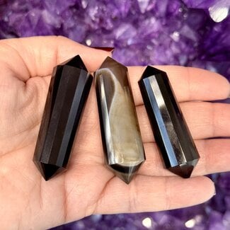 Black Zebra Onyx - Double Terminated Points Faceted - 2 - 2.5"