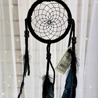 Native American Dream Catcher Dreamcatcher - 3" (Style Two) - Black Feathers and Black Beads