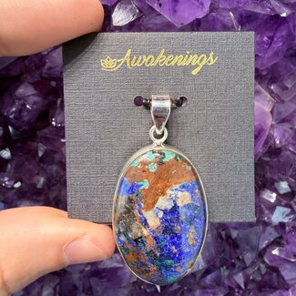Zarinite Pendant #2 - Oval Bezel Set - Sterling Silver
