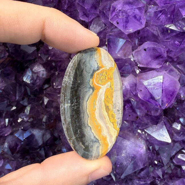 Bumblebee Bumble Bee Jasper Worry (Thumb Fidget Relaxation Pocket)  Stones - Medium Oval