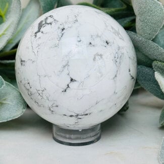 White Howlite (Magnesite) Sphere Orb Globe -75-80mm