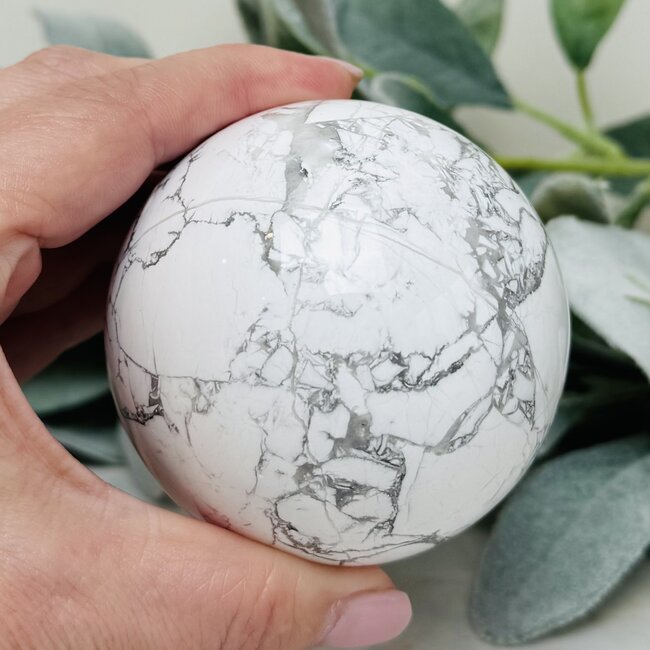 White Howlite (Magnesite) Spheres Orb Globe- 70-75mm