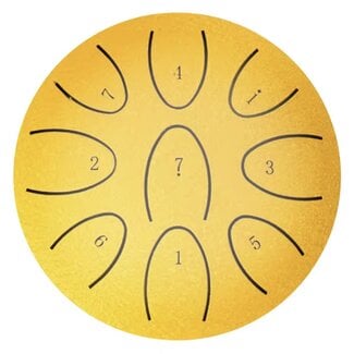 7 Tone Steel Tongue 4" Yellow Gold Drum - Mini Hand Pan Stricker Handpan Hapi Happy Tank Panda Percussion Musical Instrument