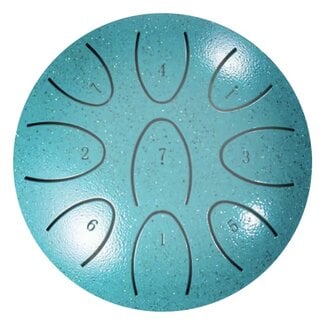 7 Tone Steel Tongue 4" Teal Green Drum - Mini Hand Pan Stricker Handpan Hapi Happy Tank Panda Percussion Musical Instrument