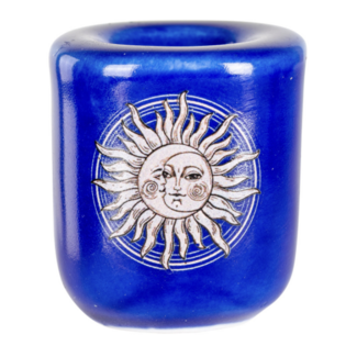 Mini Magic Ritual Candle Holder Blue Sun 1" Ceramic - Chime Spell