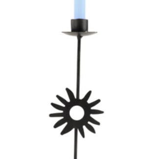 Chime Spell Candle Holder Stand - Sun Black Metal Iron 10"