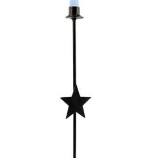 Chime Spell Candle Holder Stand - Star Black Metal Iron 10"