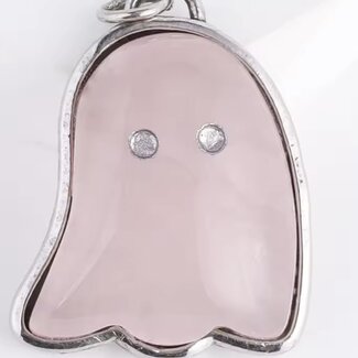 Rose Quartz Ghost Pendants - Silver Plated 1" Charms Jewelry