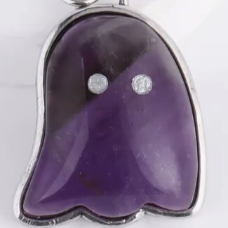 Amethyst Ghost Pendants - Silver Plated 1" Charms Jewelry