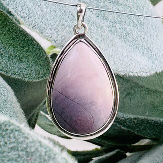 Purple Hyacinth Jasper Pendants - Teardrop Pear Double Bezel Set - Sterling Silver