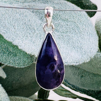 Tiffany Stone (Bertrandite) Pendants - Teardrop Pear Bezel Set - Sterling Silver