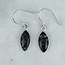 Black Tourmaline in Clear Quartz (Tourmalated Tourmalinated Rutilated Rutile) Earrings - Marquise Dangle Drop - Bezel Set Sterling Silver